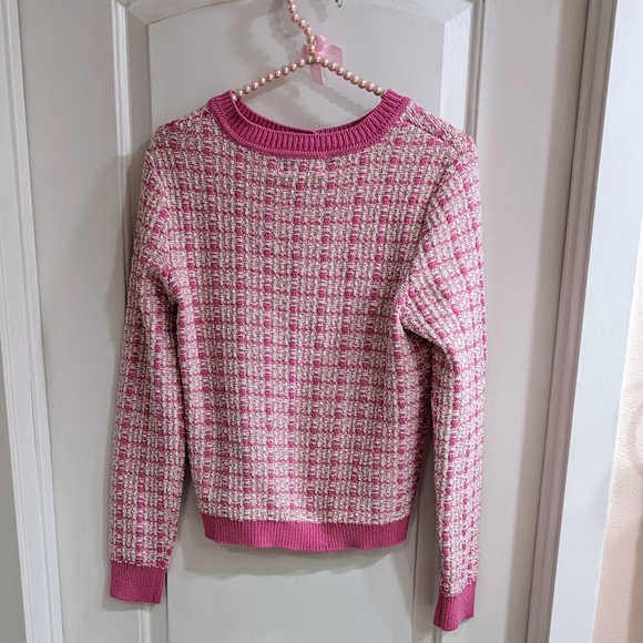 Marled cardigan in pink and white with gold buttons - Picture 2 of 3